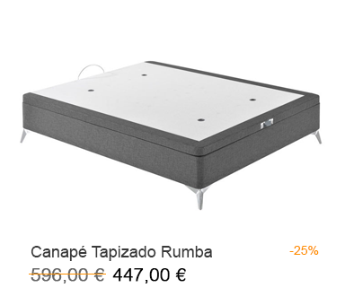 Canapé abatible tapizado con patas altas modelo Rumba en oferta en tu tienda de colchones en Madrid